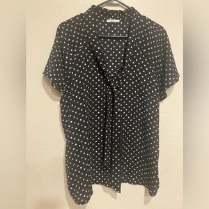 Black and white tie blouse